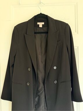H&M Black Double-Breasted Blazer Jacket